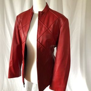 Studio Works Red Leather Riding Moto Jacket Coat